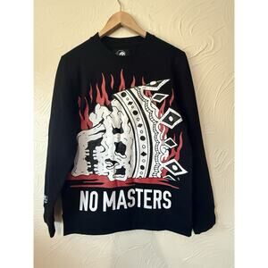 Lurking Class No Masters Sweatshirt Black Skull Flame Graphic Pullover Men’s S